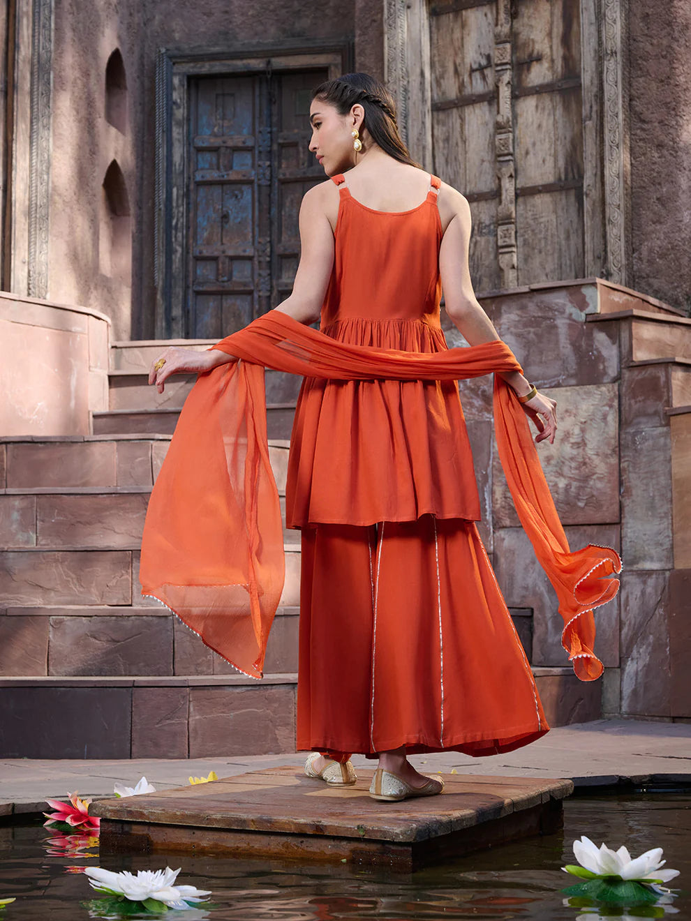 Embroidered Rayon Sharara Set