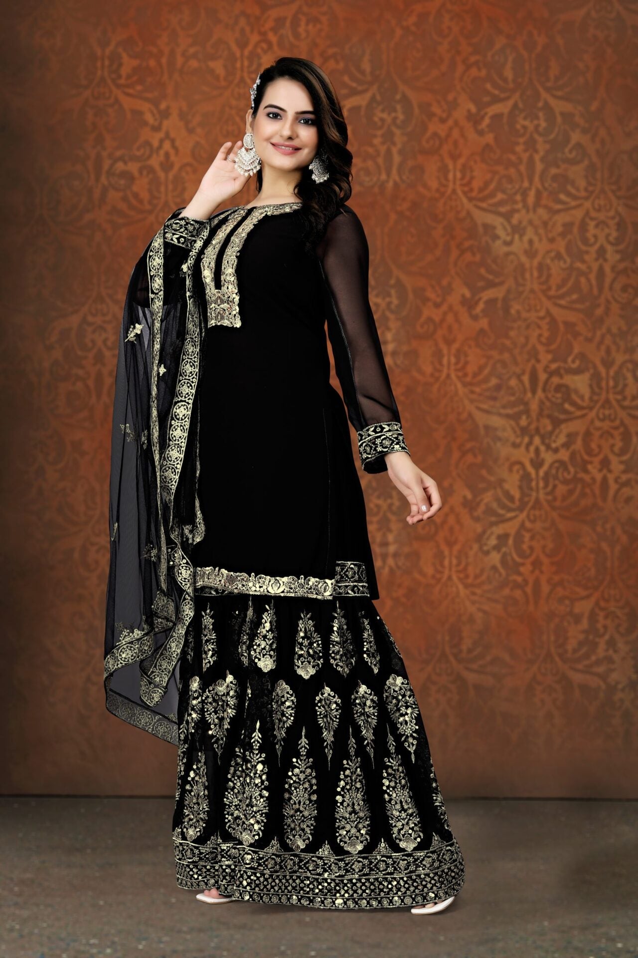 Punjabi Black Sharara Suit