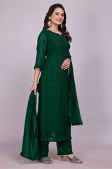 Luckhnowi Embroidery Green Suit