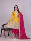 Yellow Embroidered Plazo Suit