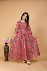 Woman Pink Embroidered Anarkali Gown