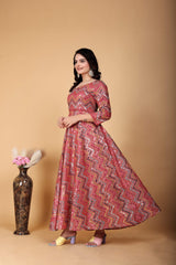 Woman Pink Embroidered Anarkali Gown