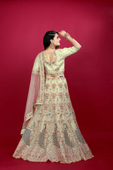 Pista Green Heavy Party Wear Lehenga Choli