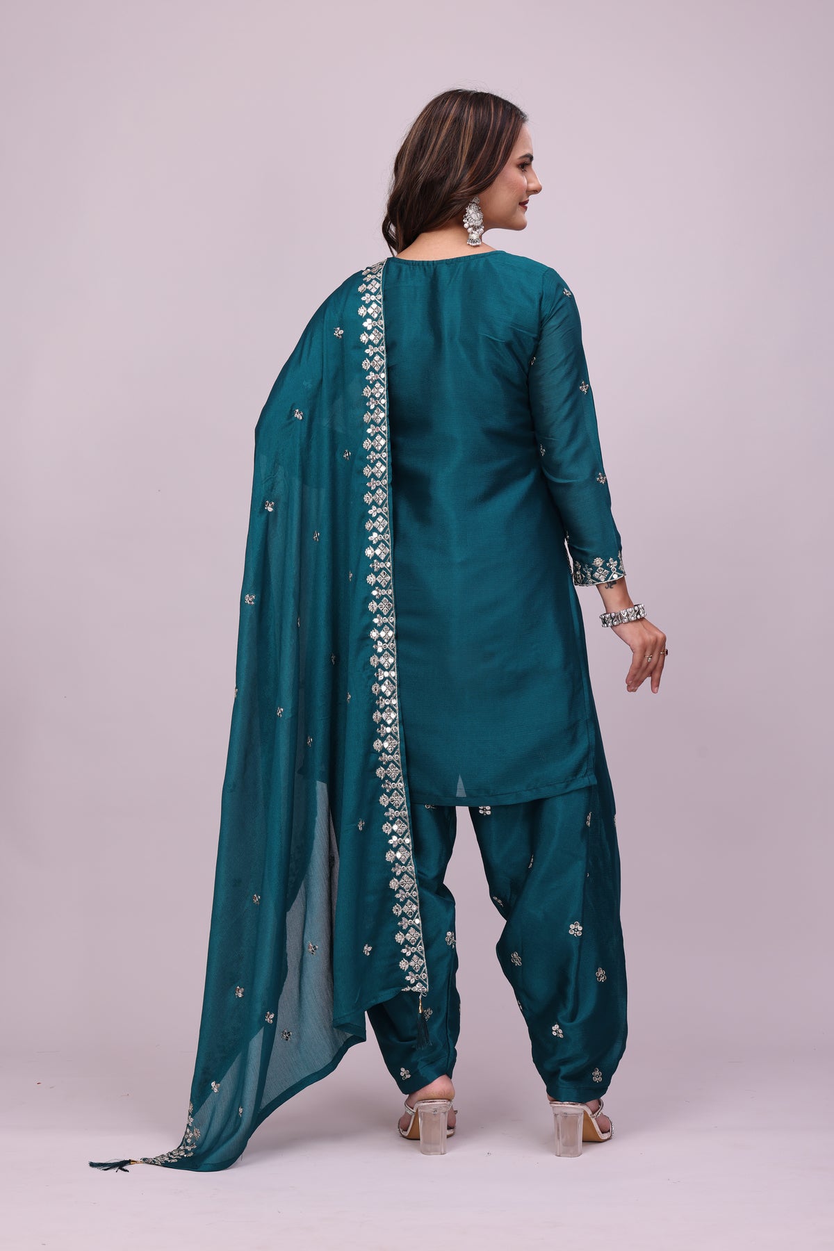 Women Teal Punjabi Suit