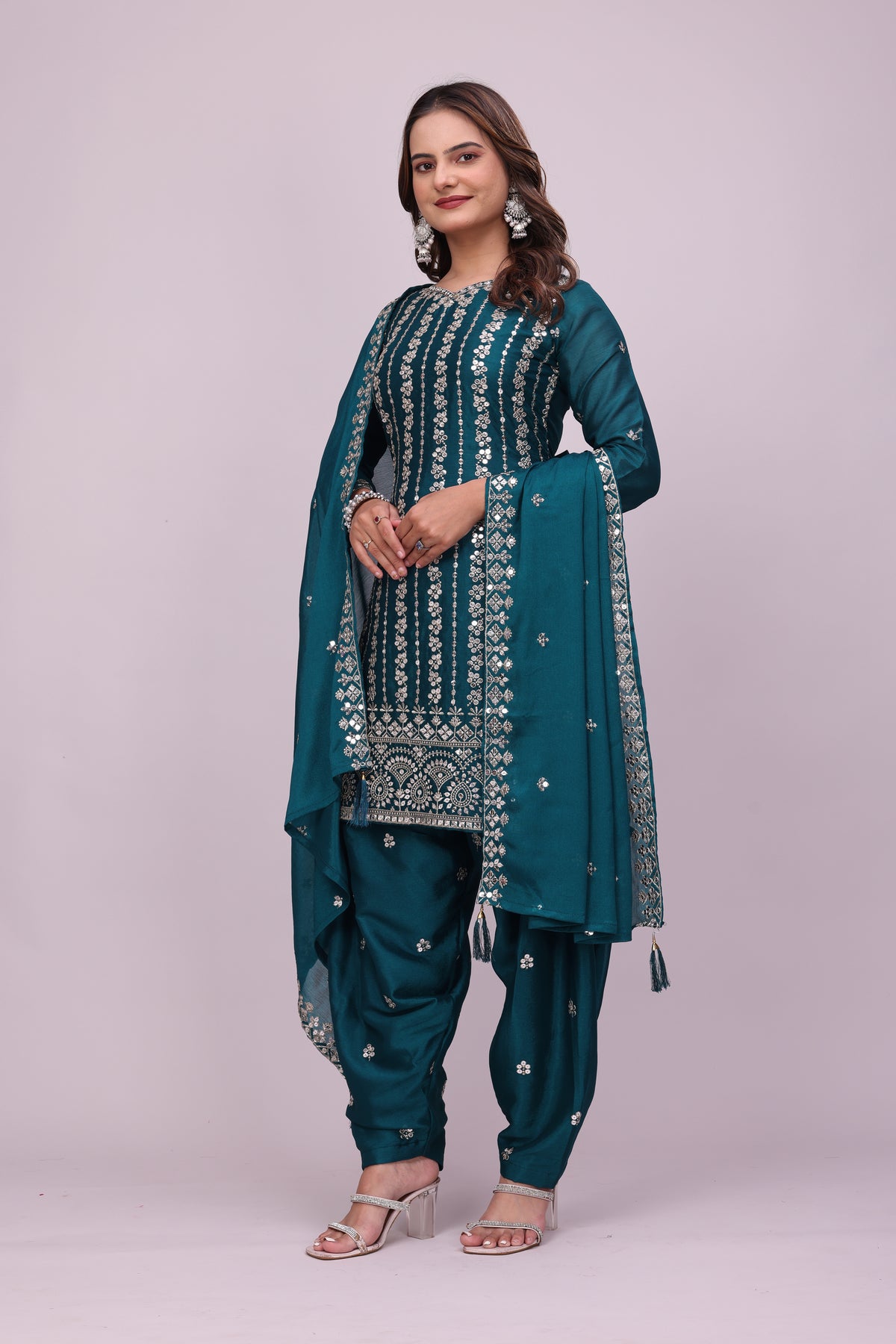 Women Teal Punjabi Suit