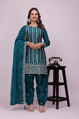 Women Teal Punjabi Suit