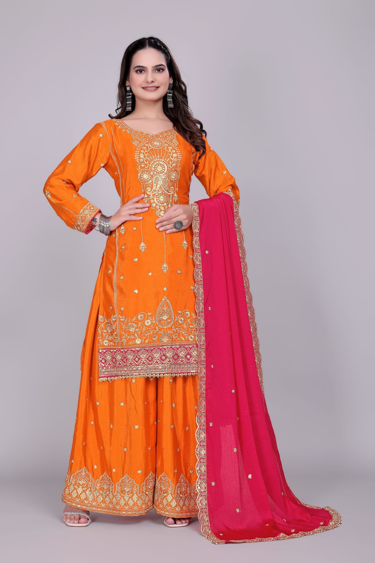 Heavy Embroidery Palazzo Suit