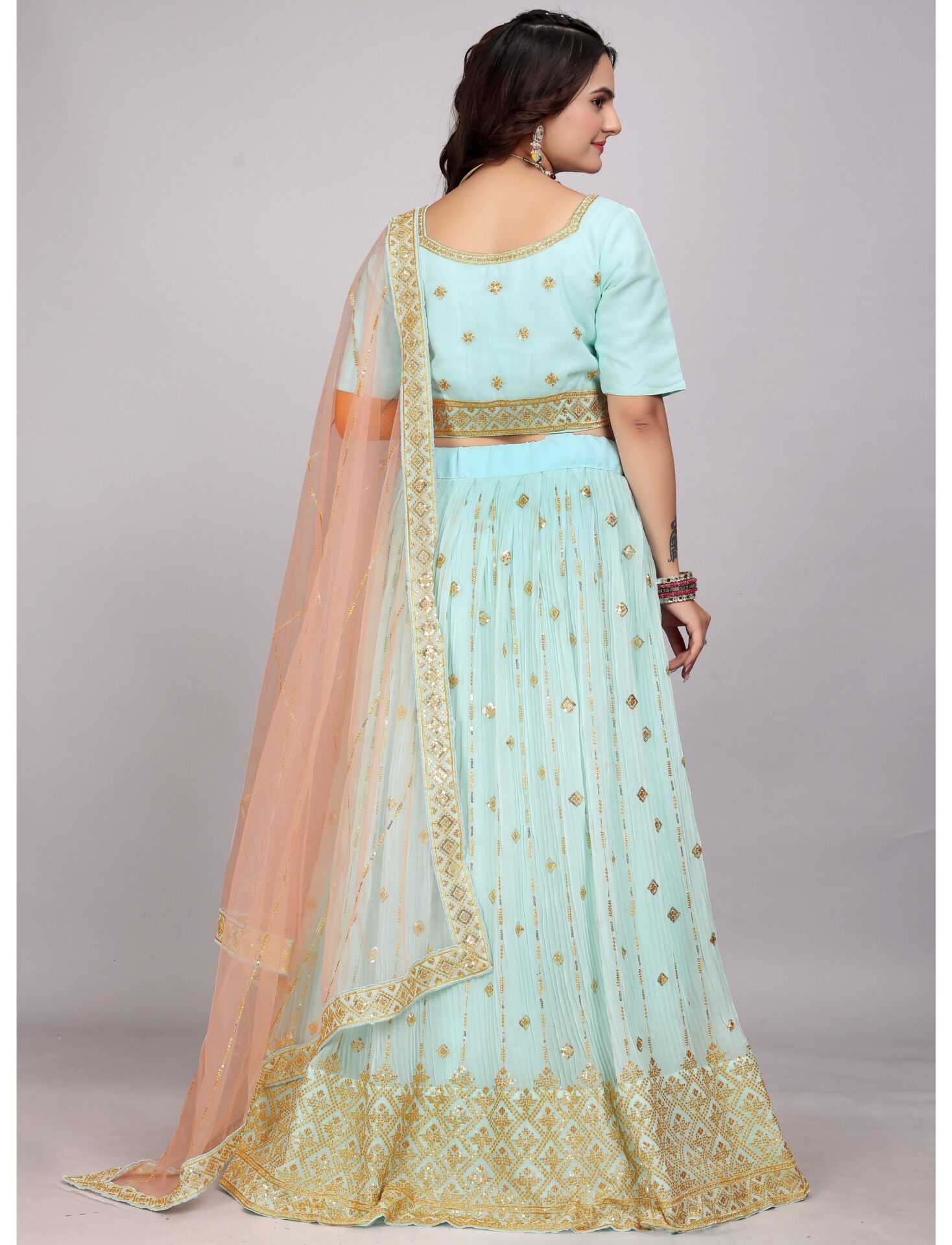 Sky Blue Georgette Lehenga Women