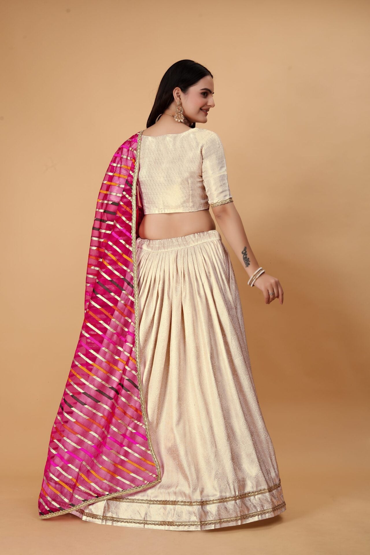 Silk Golden Lehenga Choli Women