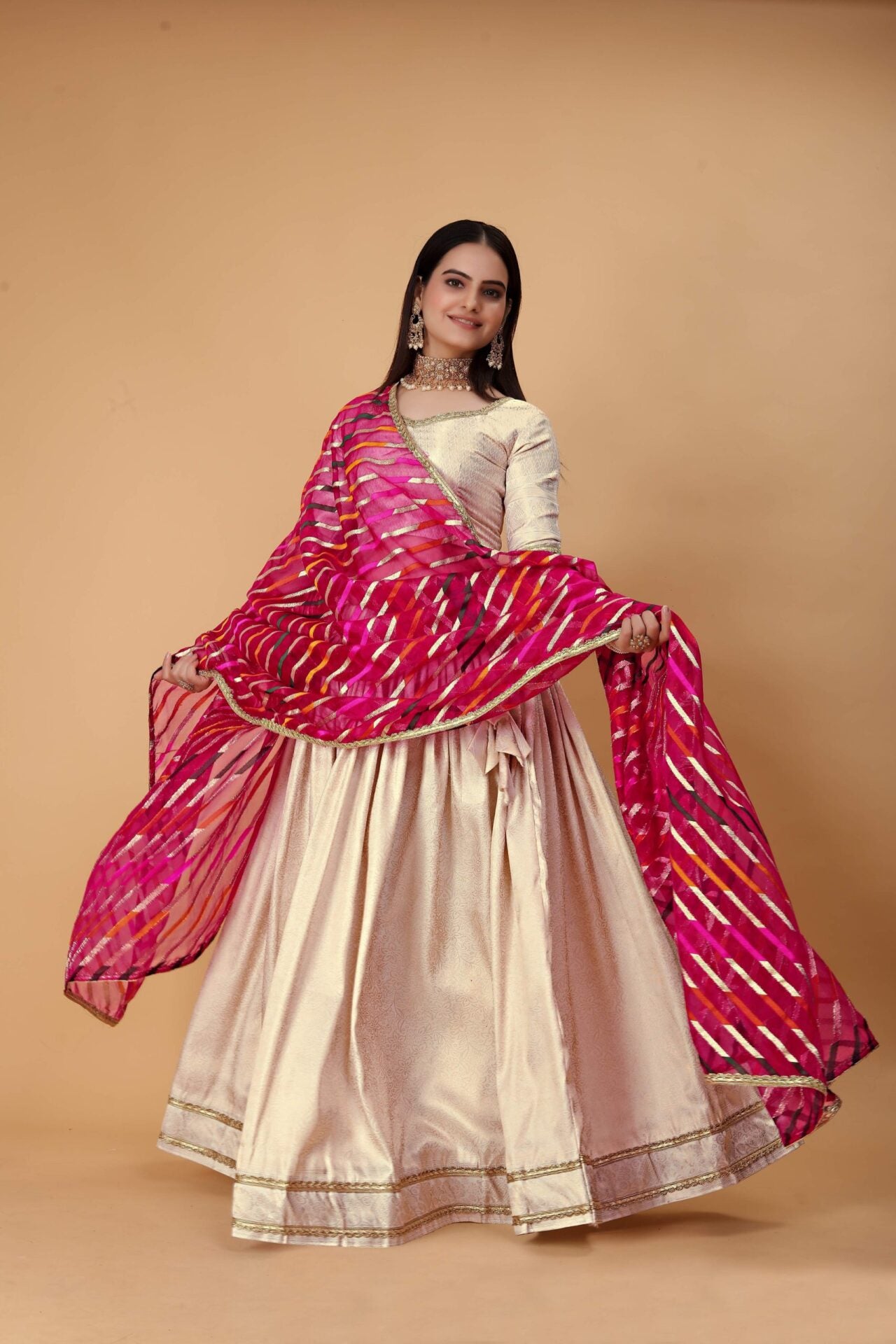 Silk Golden Lehenga Choli Women