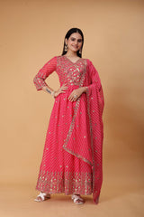 Georgette Anarkali Suit Pink