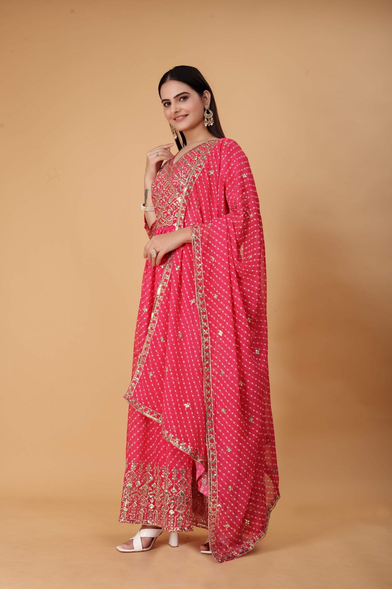 Georgette Anarkali Suit Pink