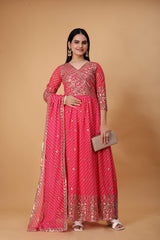 Georgette Anarkali Suit Pink