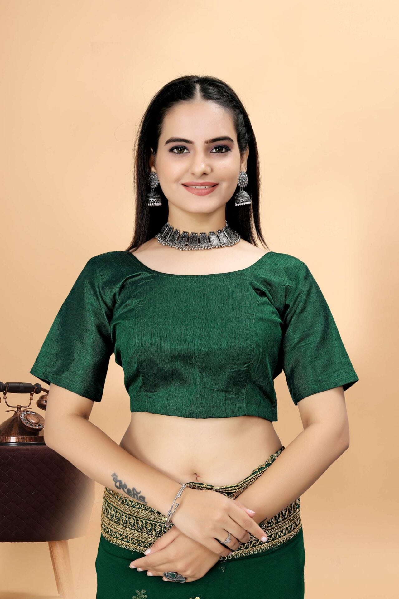 Green Embroidered Georgette Saree Women