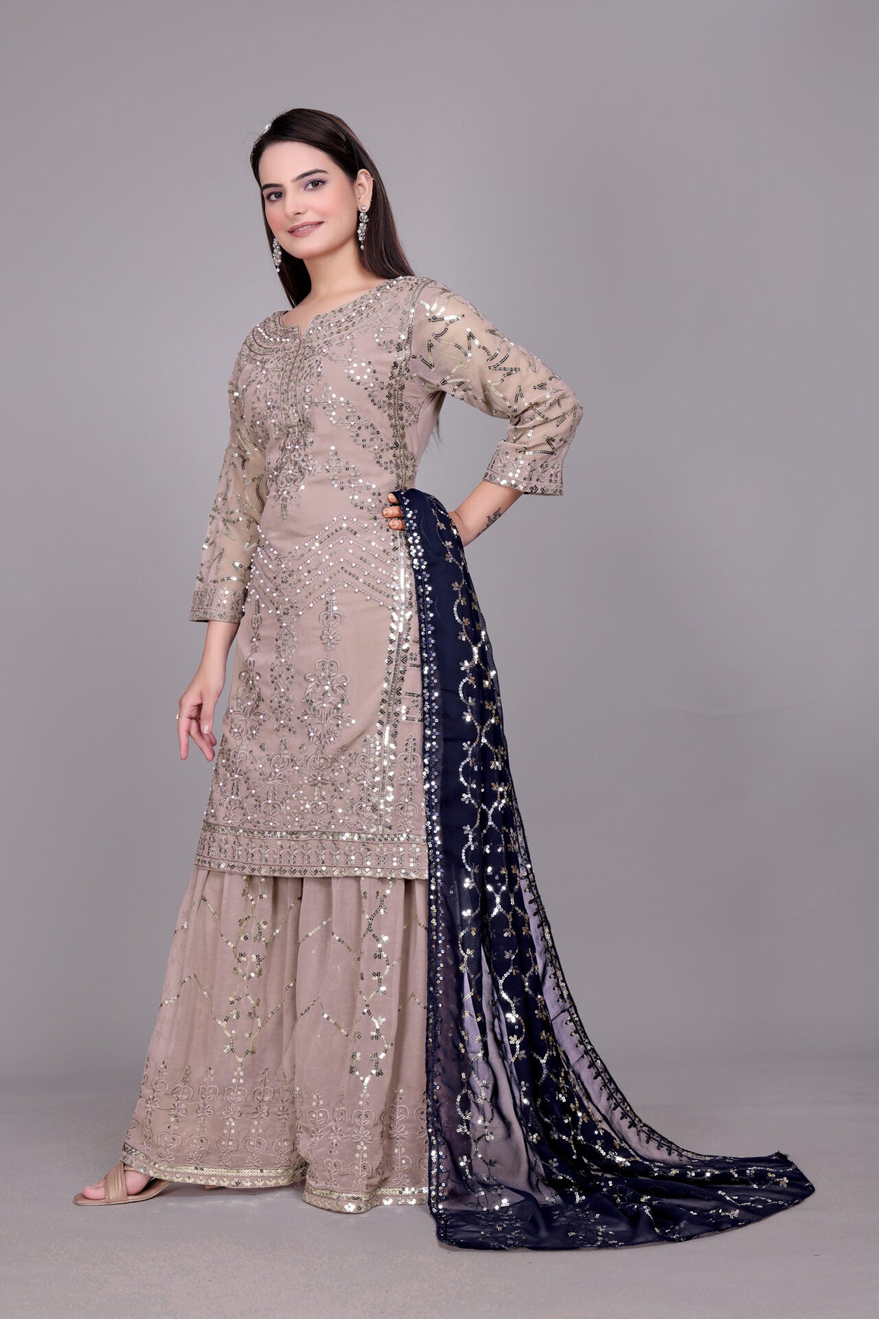 Top-Plazzo and Dupatta With Heavy Embroidery Work