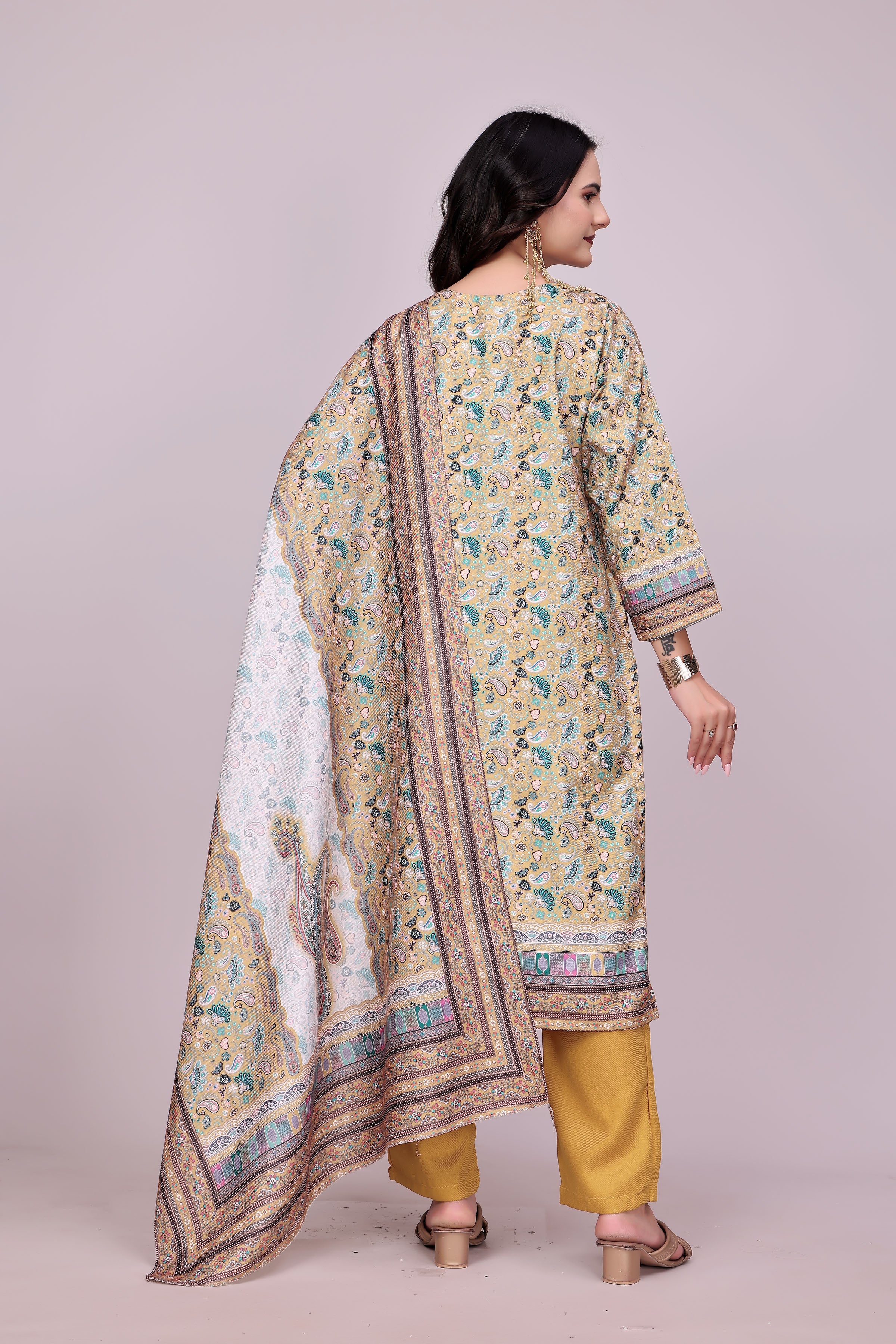 Woolen Digital Print Suit