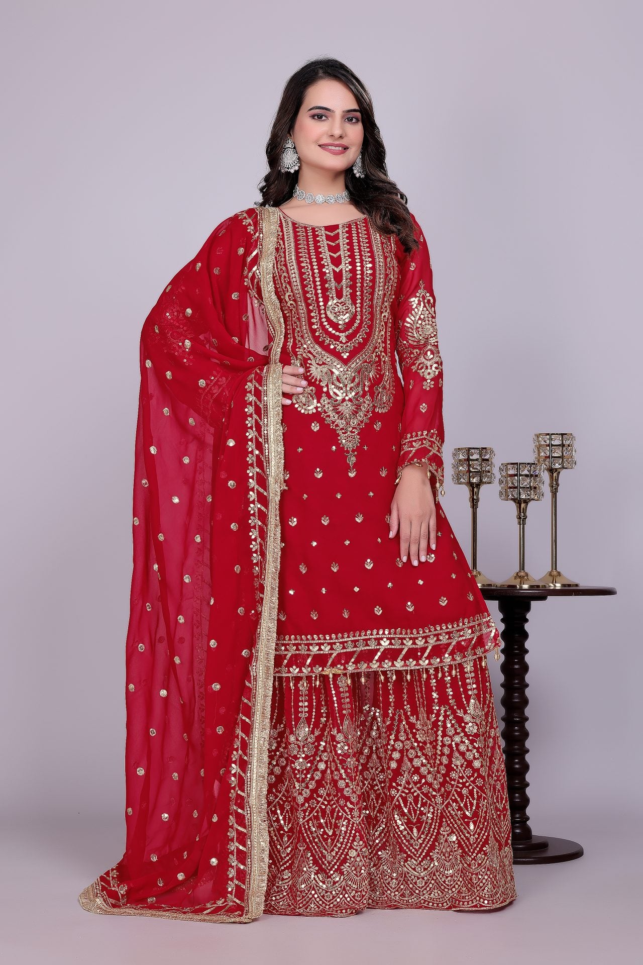 Maroon Heavy Sharara Suit
