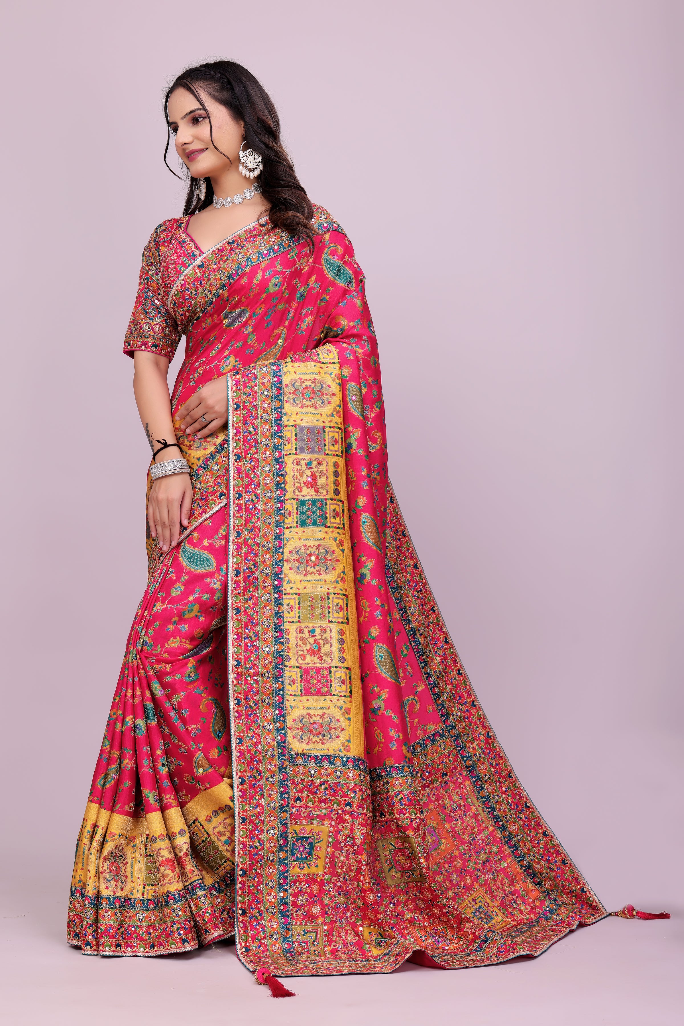 Pink Silk Designer Saree
