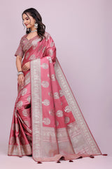 Pink Banarasi Silk Saree with Heavy Designer Blouse