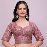 Pink Banarasi Silk Saree with Heavy Designer Blouse