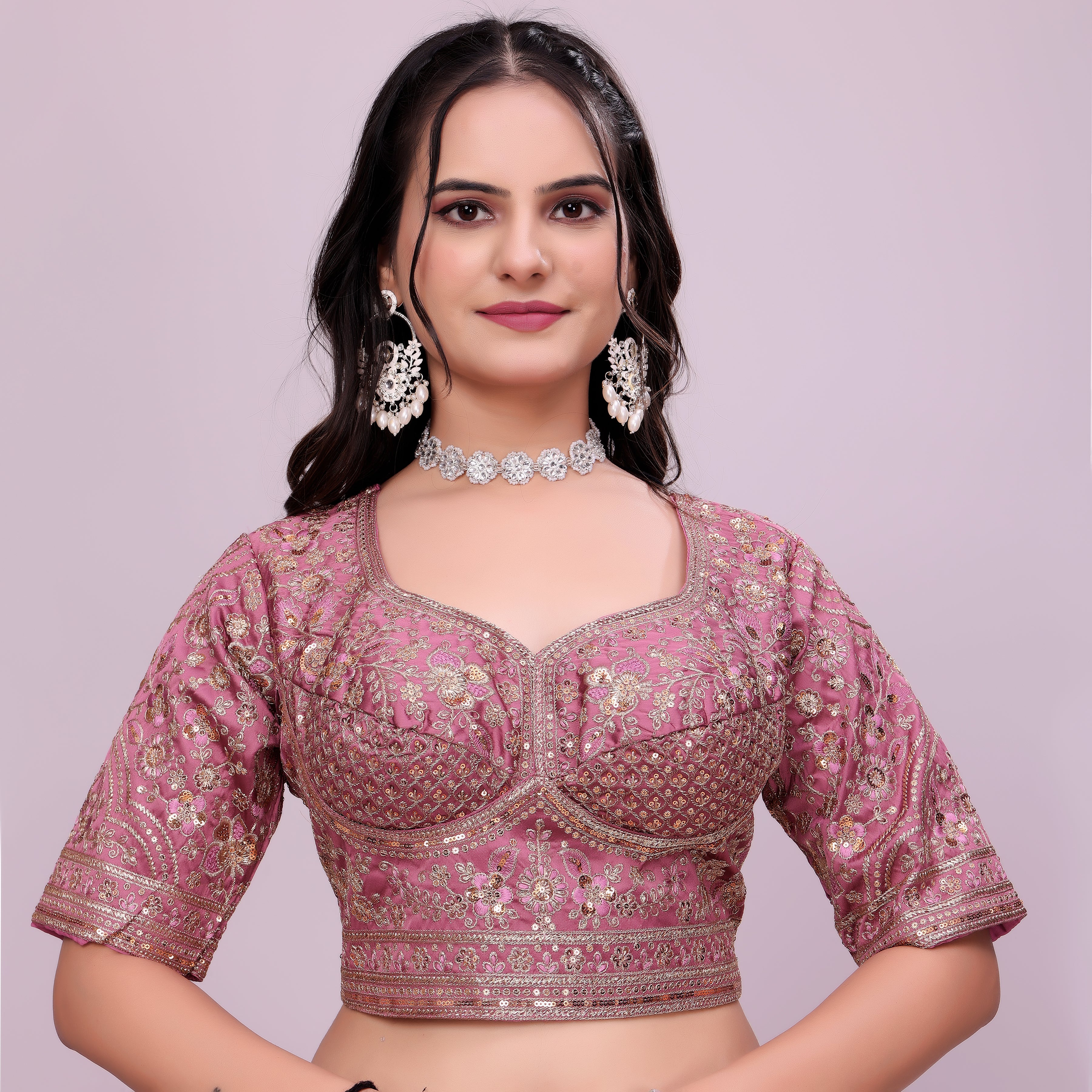 Pink Banarasi Silk Saree with Heavy Designer Blouse