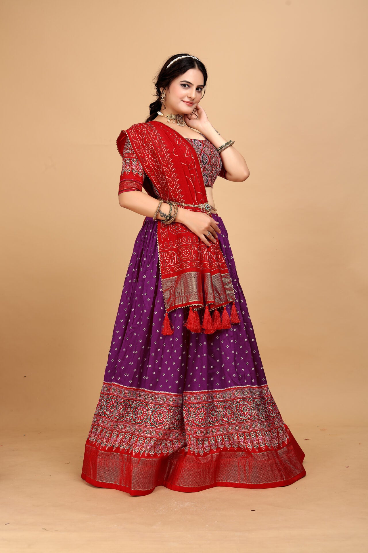 Purple Printed Lehenga Choli