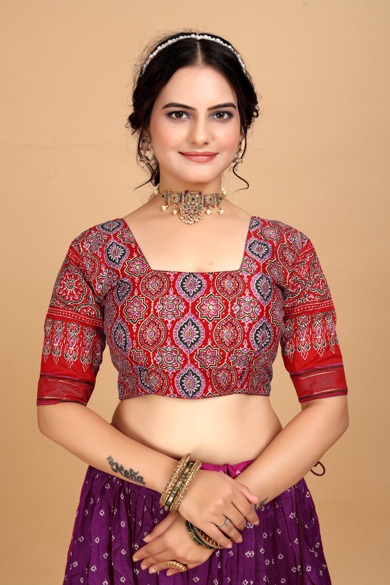 Purple Printed Lehenga Choli