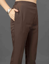 Women brown cotton salwar suit with dupatta