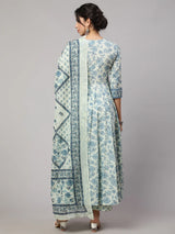 Floral Cotton printed Anarkali set
