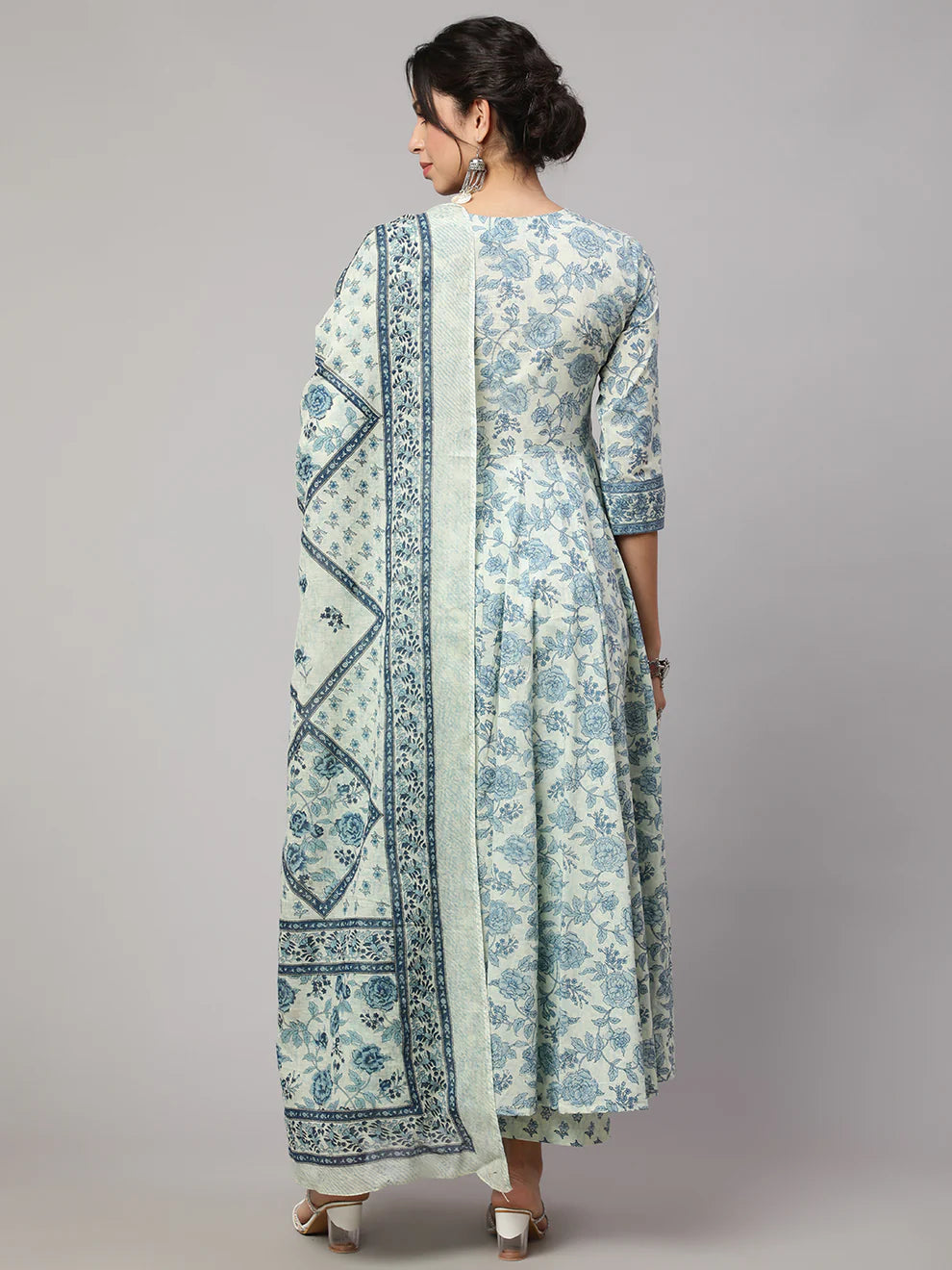 Floral Cotton printed Anarkali set