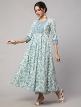 Floral Cotton printed Anarkali set