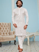 White Chikankari Kurta for Men