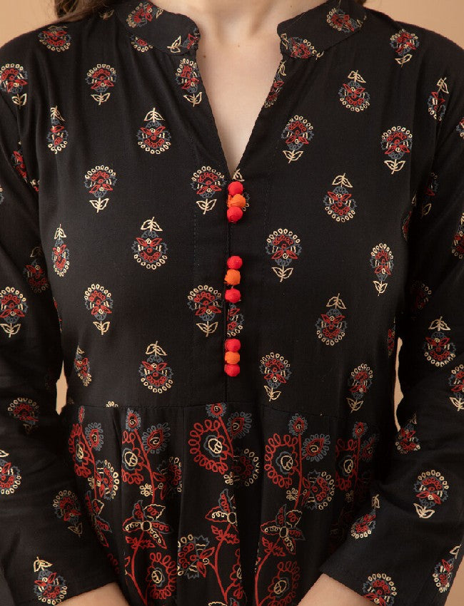 Rayon Printed Flared Anarkali