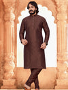 Men's Silk Kurta Pajama - Brown