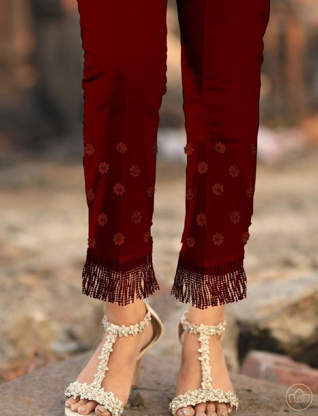 Black straight pant with tassel bottom