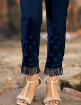 Black straight pant with tassel bottom