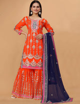 embroidered georgette pakistani sharara suit