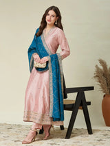 Peach Silk Anarkali Suit Women