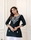 Rayon Round Neck A-Line Top