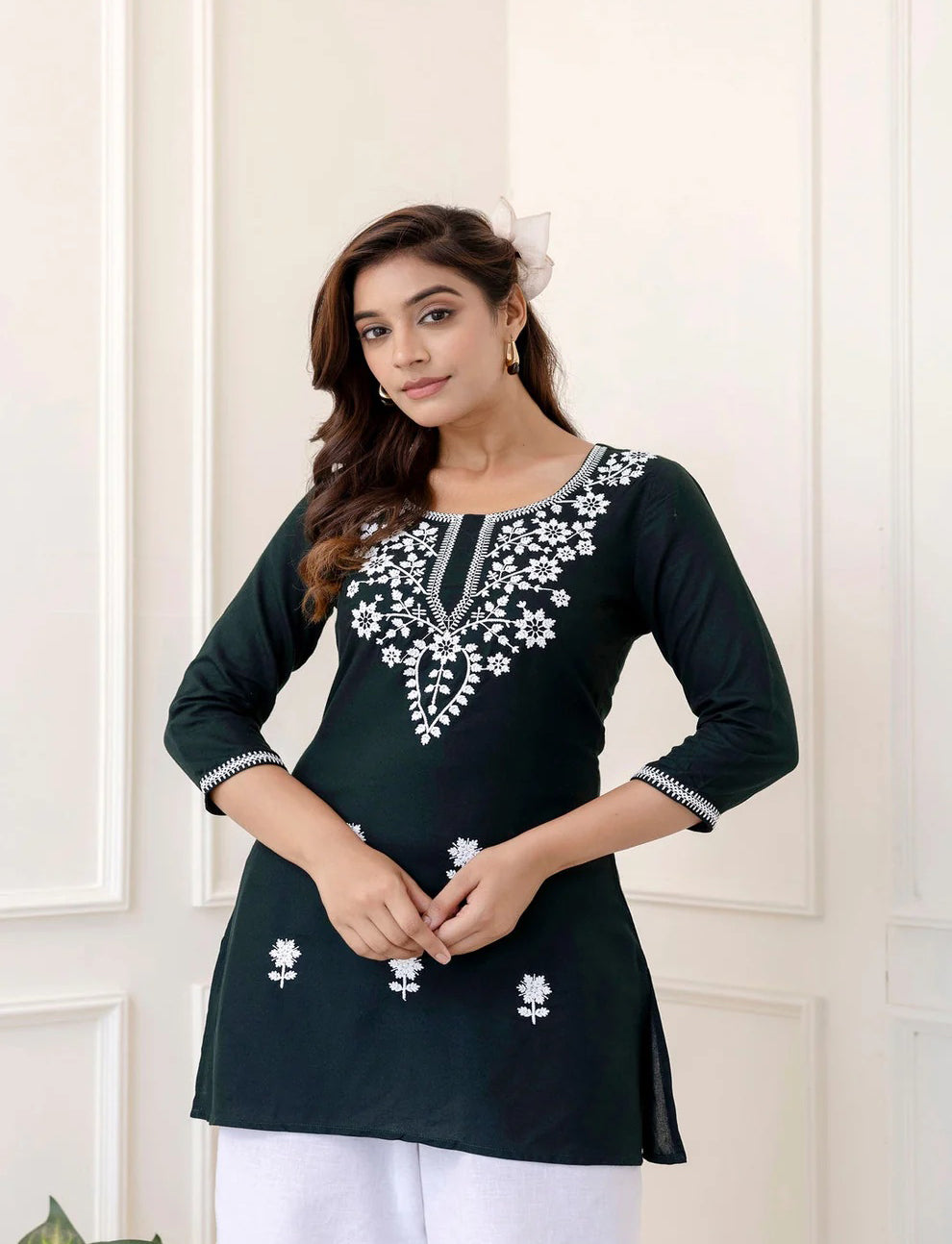 Rayon Round Neck A-Line Top