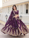 Purple Embroidered Lehenga Set