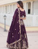 Purple Embroidered Lehenga Set