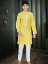 Boys Yellow Mirror Kurta Pajama