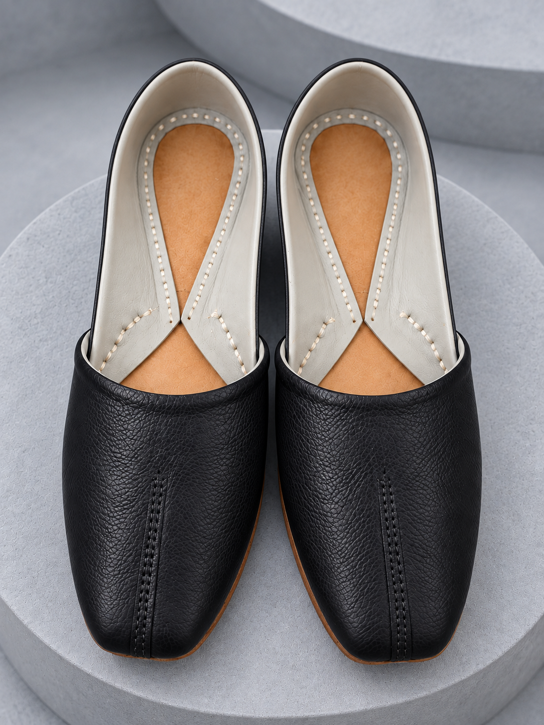 Black faux leather Punjabi khussa jutti for men