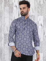 Blue Cotton Male Short Kurta