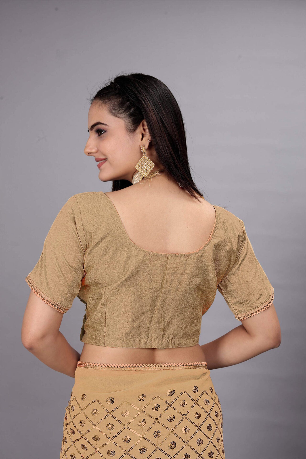 Gold Party Wear Sequin Saree