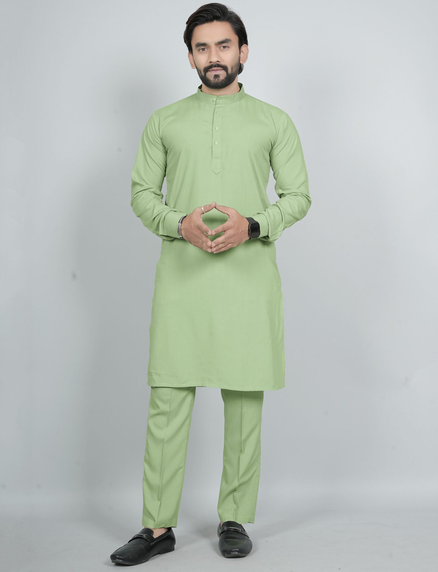 Ban Collar Mint Kurta Pajama