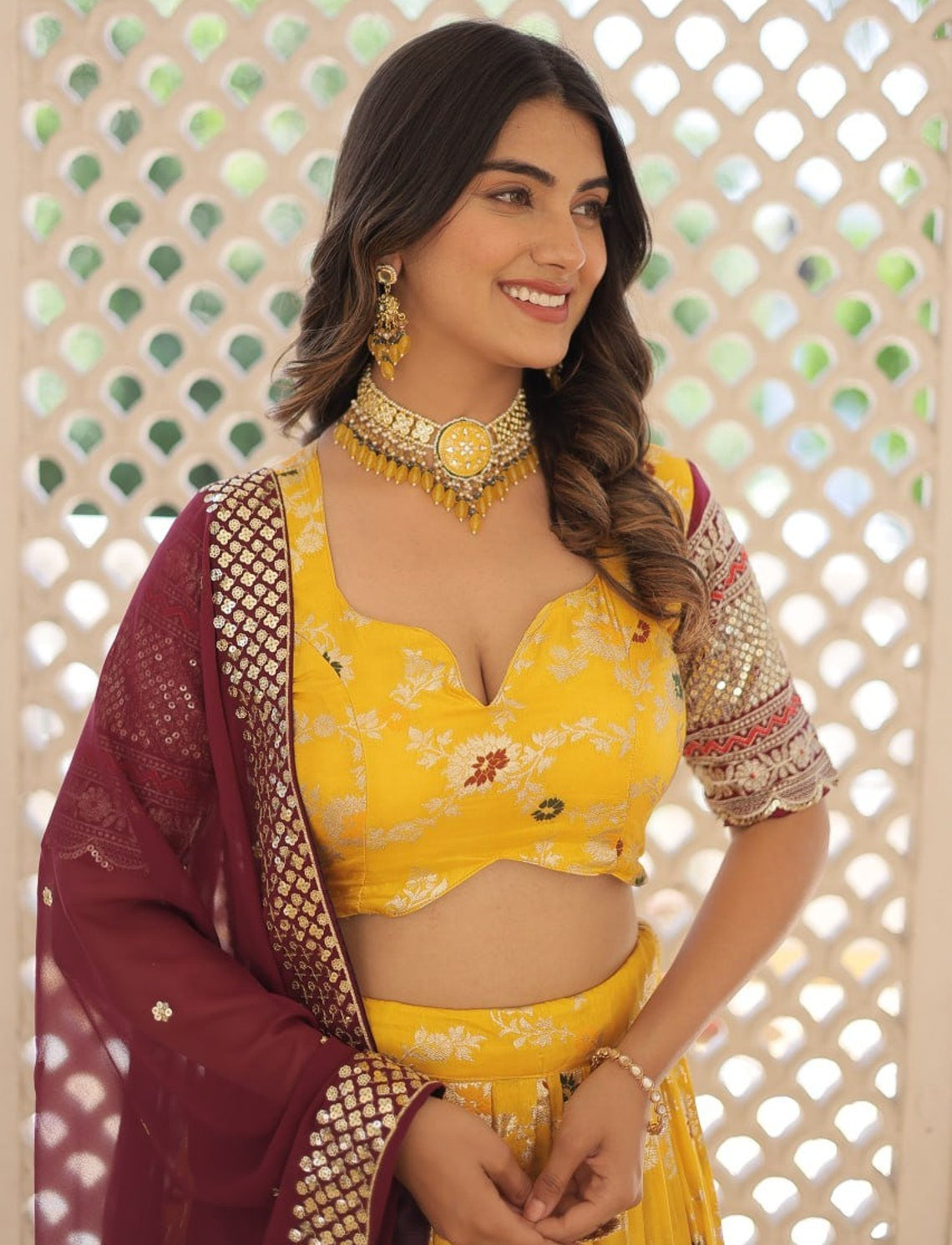 Yellow Embroidered Lehenga Choli Women
