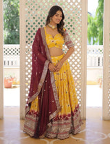 Yellow Embroidered Lehenga Choli Women