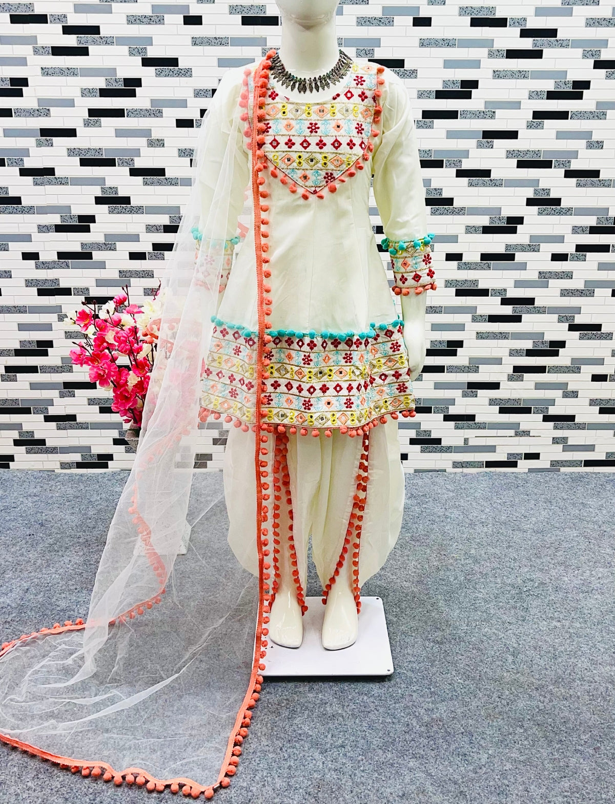 embroidered Dhoti Salwar Suit girls
